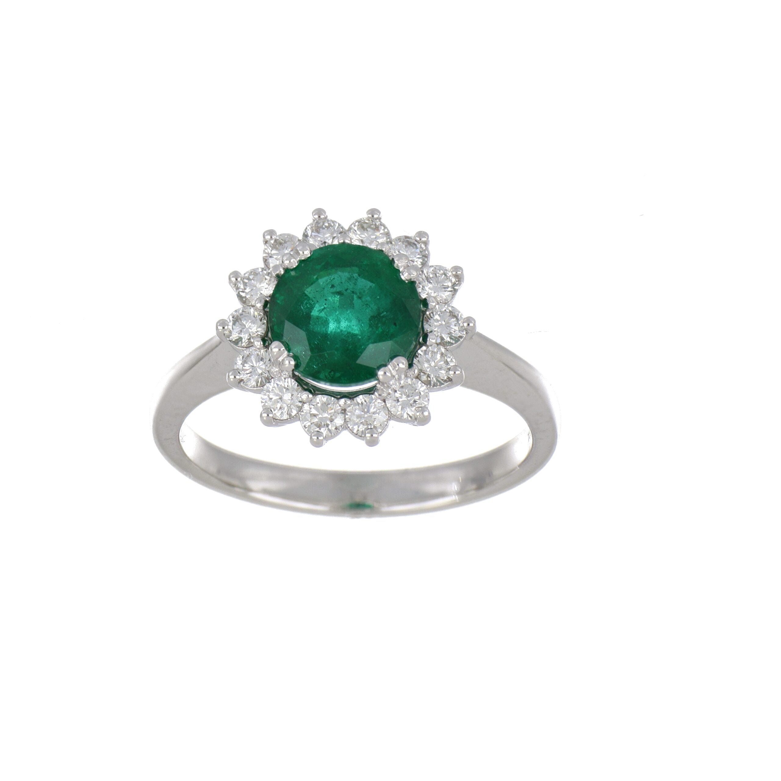Emerald and Diamond Ring in White Gold image 0