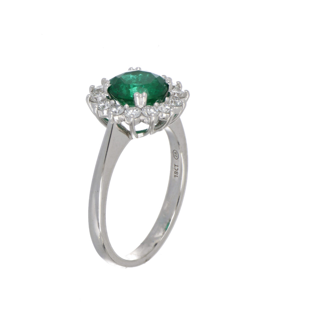 Emerald and Diamond Ring in White Gold image 1