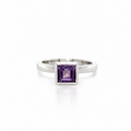 Square Gemstone Ring in Silver