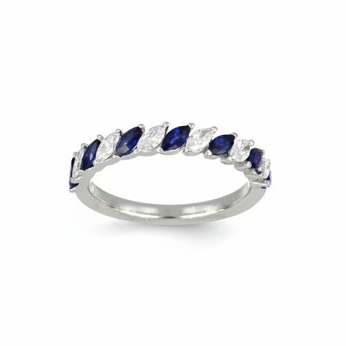 Blue Sapphire and Diamond Ring in White Gold image 0
