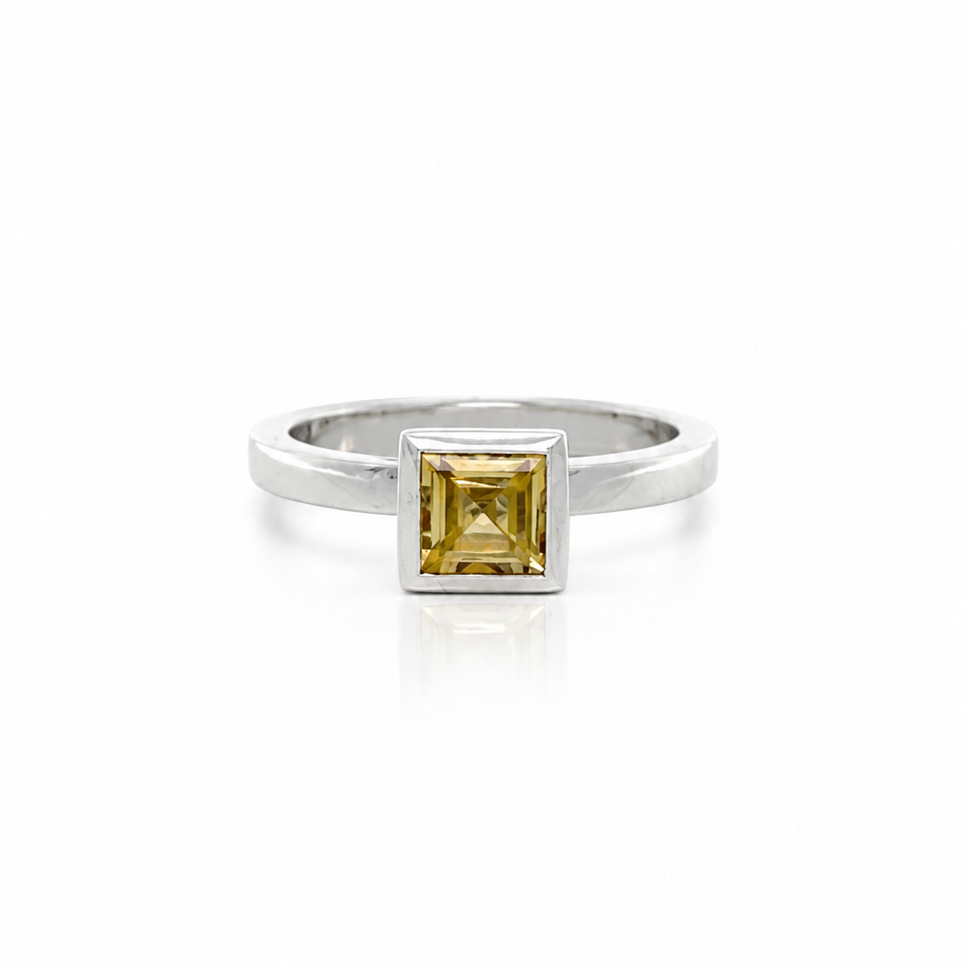 Square Gemstone Ring in Silver