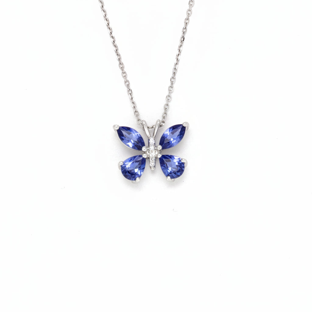 Tanzanite and Diamond “butterfly” pendant in white gold image 0