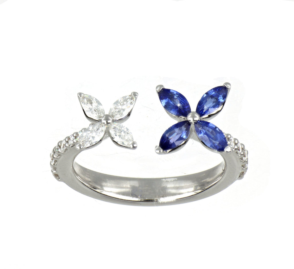 Blue Sapphire and Diamond Ring in White Gold image 0