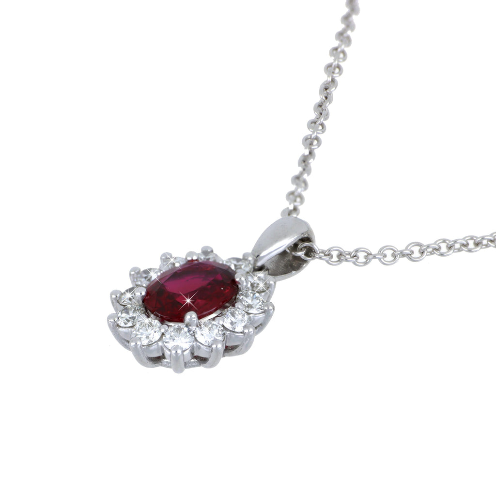 Ruby and Diamond Pendant in White Gold image 1