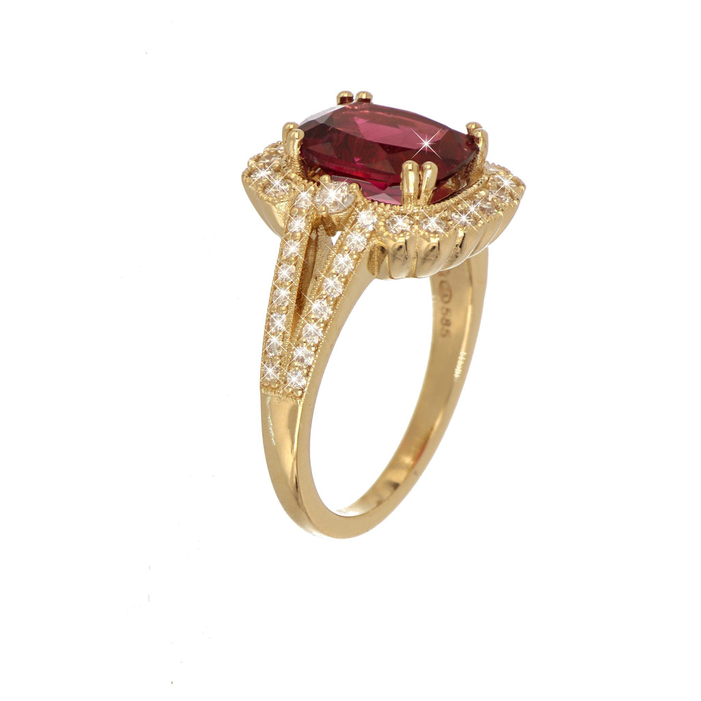 Rubellite Tourmaline and Diamond Ring in Yellow Gold image 2