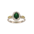 Tsavorite, Yellow Sapphire and Diamond Ring in White Gold image 0