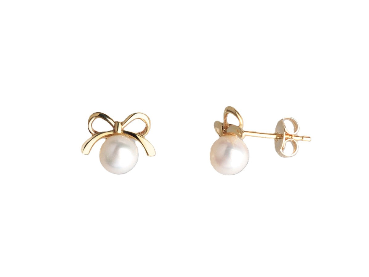 Pearl Stud Earrings in Yellow Gold image 0